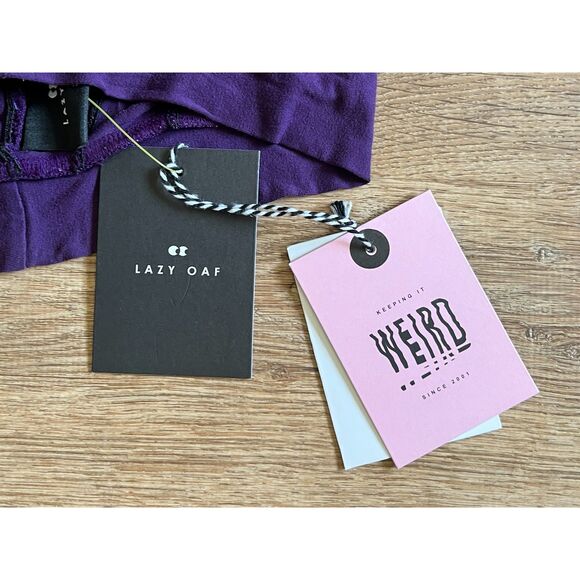 NWT LAZY OAF Purple Rusched Flare Bell Bottom Pants Trousers   Women's Size 28 - Picture 4 of 8